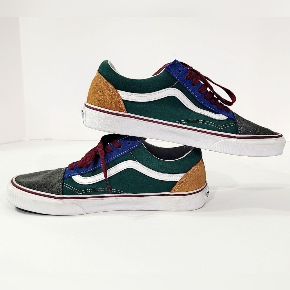 VANS Old Skool Yacht Club Sneakers Blue Green Yellow Colorblock 8.5M/10W EUC